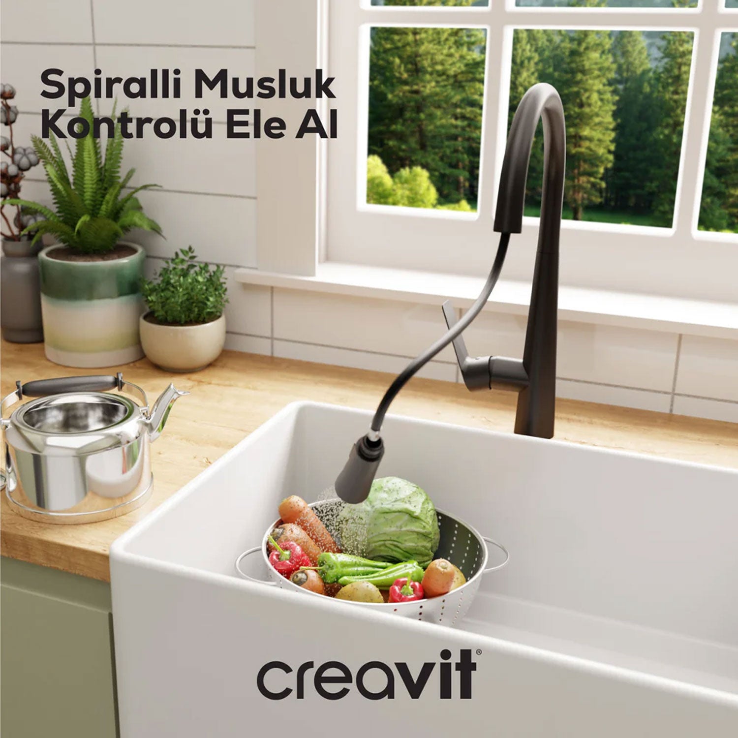 Creavit Spiralli Mutfak Armatürü Mat Siyah - MF8858S
