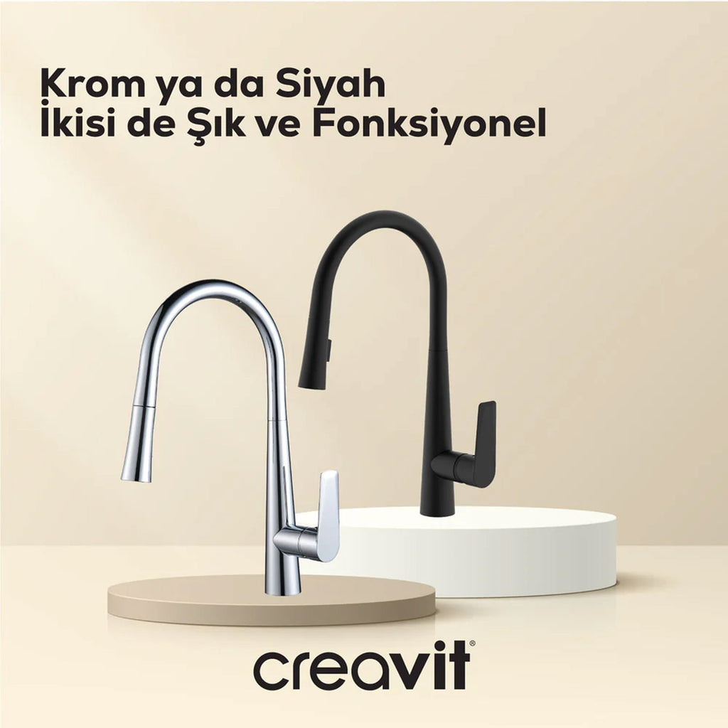 Creavit Spiralli Mutfak Armatürü Mat Siyah - MF8858S