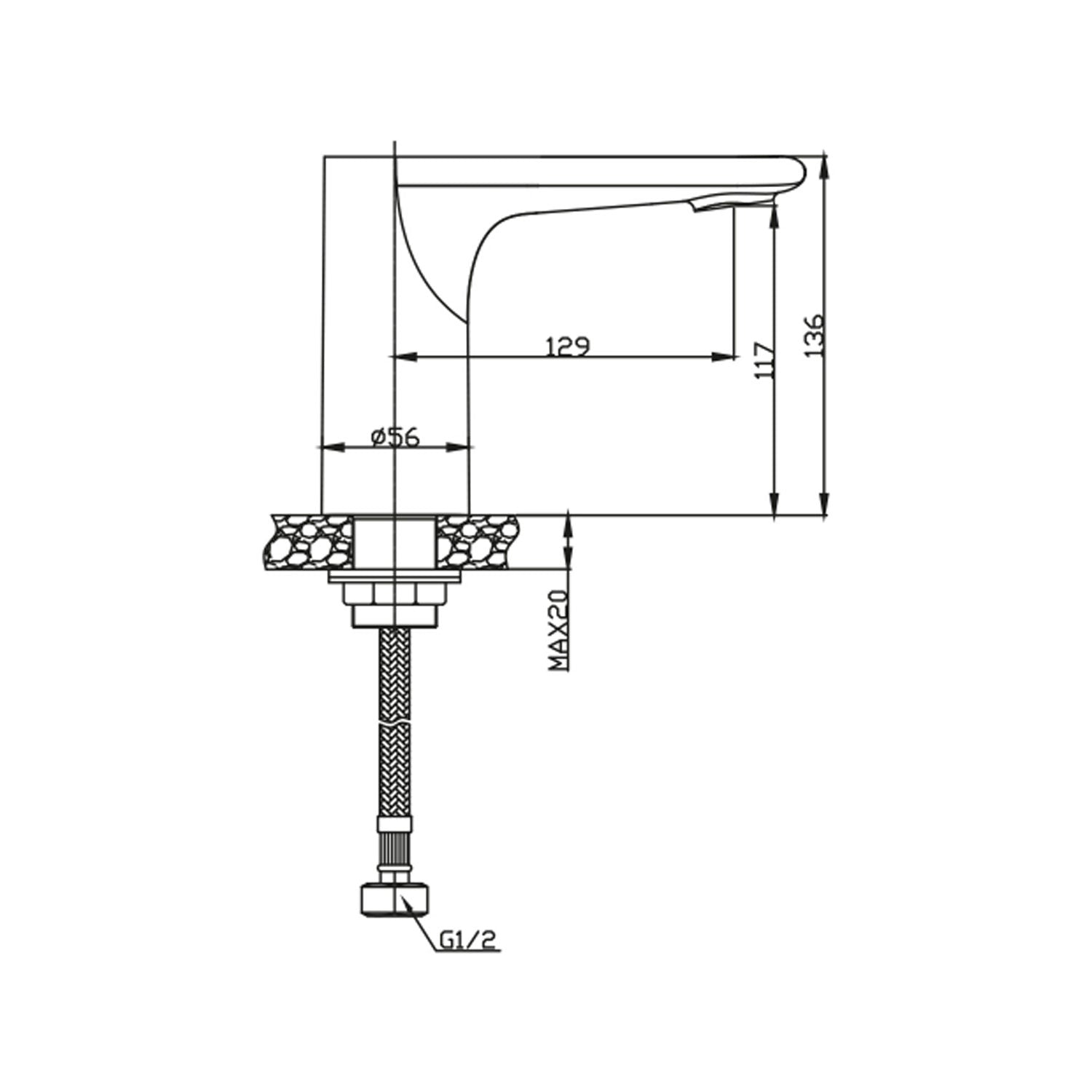 NSK Fotoselli Lavabo Bataryası (Tek Su Girişli / Elektrikli+Pilli) Krom - N2100702