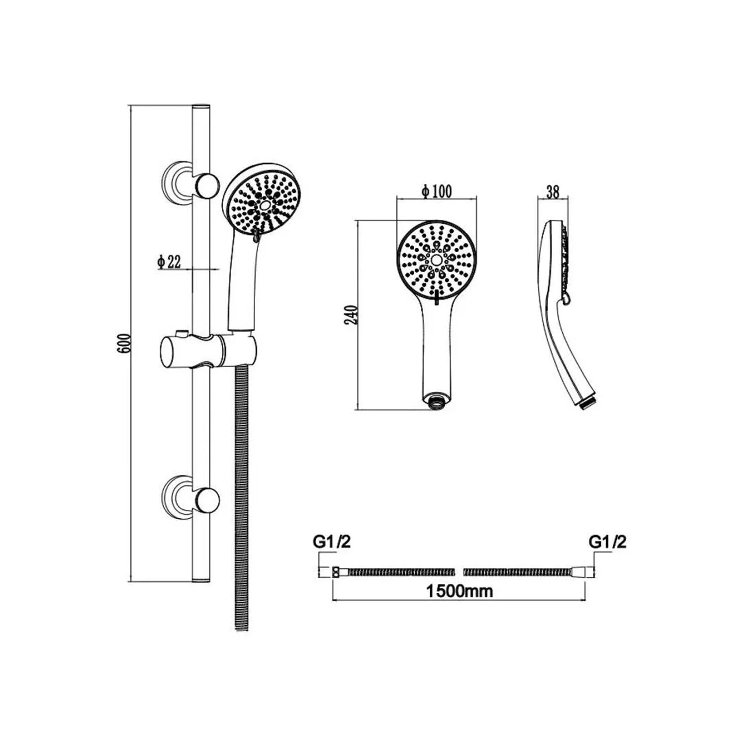 Creavit Aria 5 Fonksiyonlu El Duş Seti - SH425
