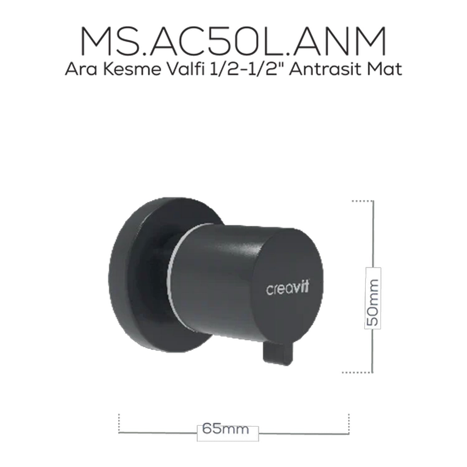 Creavit Ara Kesme Valfi 1/2-1/2" Antrasit Mat - AC50L-ANM