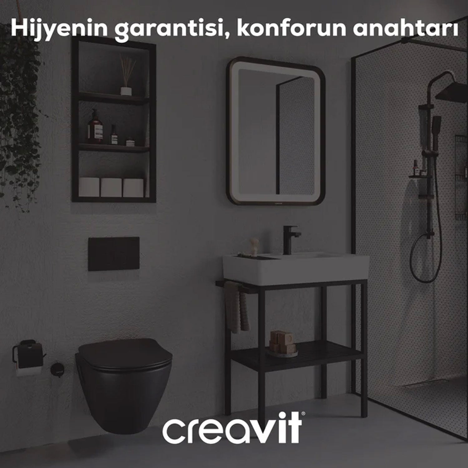 Creavit Ara Kesme Valfi 1/2-1/2" Antrasit Mat - AC50L-ANM