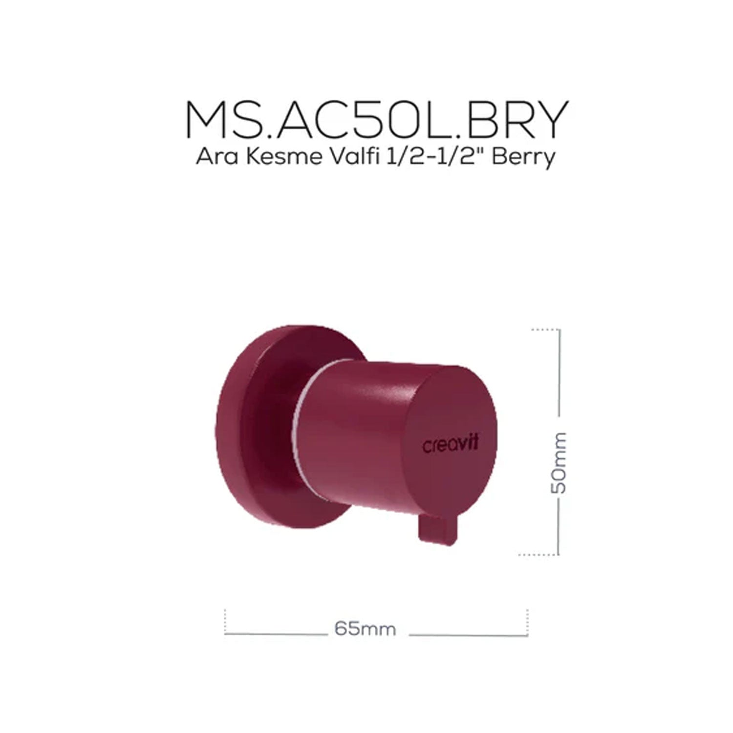 Creavit Ara Kesme Valfi 1/2-1/2" Berry - AC50L-BRY