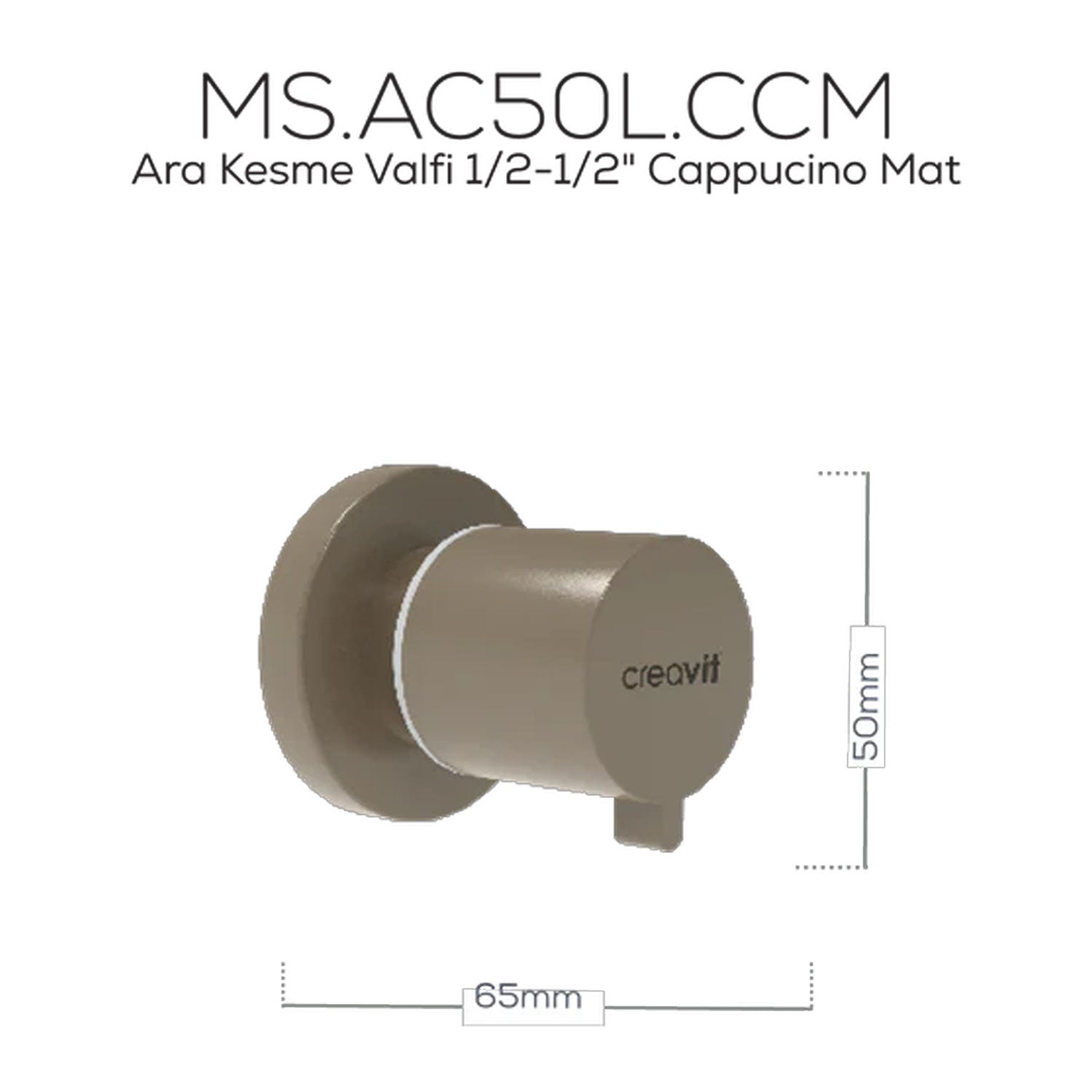 Creavit Ara Kesme Valfi 1/2-1/2" Cappucino Mat - AC50L-CCM