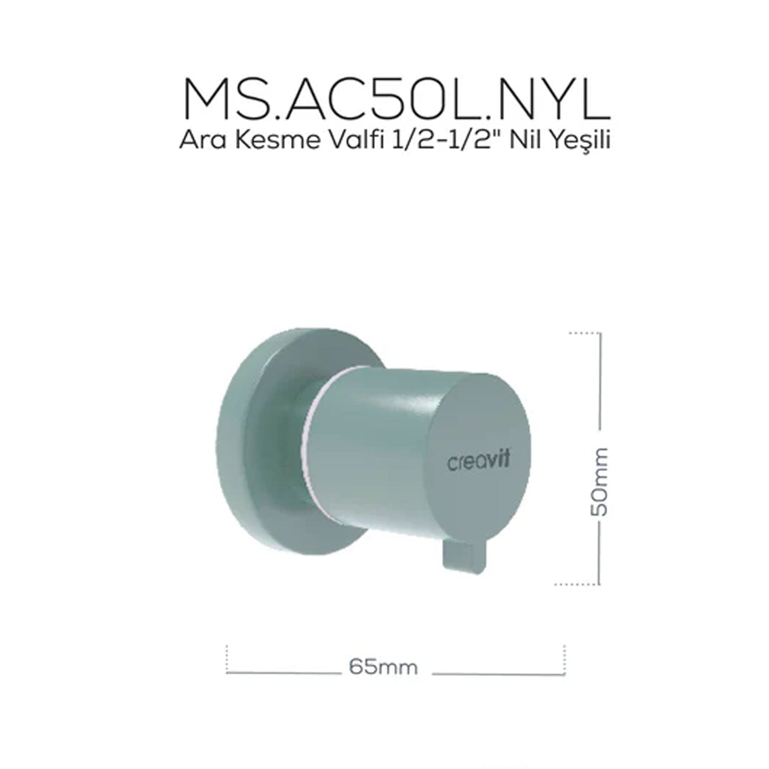 Creavit Ara Kesme Valfi 1/2-1/2" Nil Yeşili - AC50L-NYL