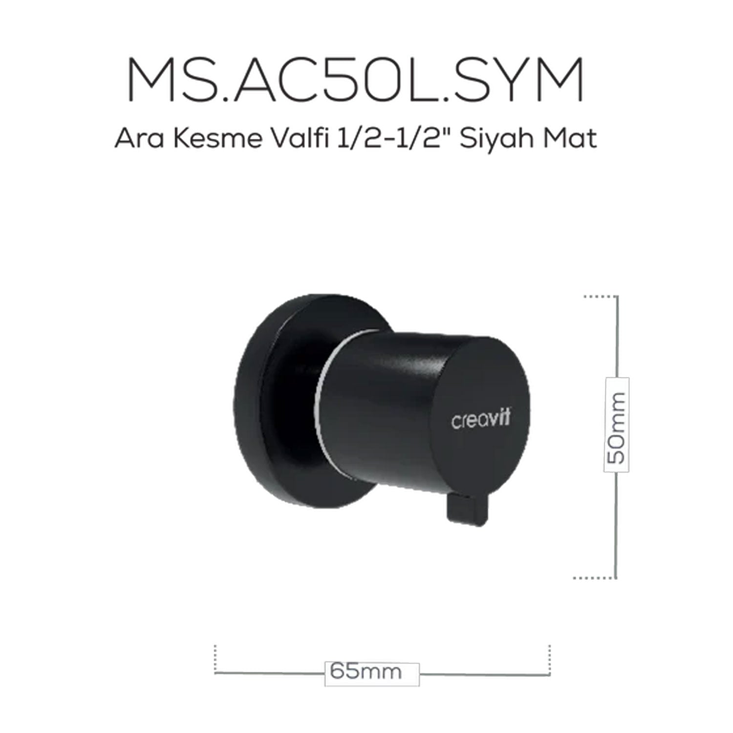 Creavit Ara Kesme Valfi 1/2-1/2" Siyah Mat - AC50L-SYM