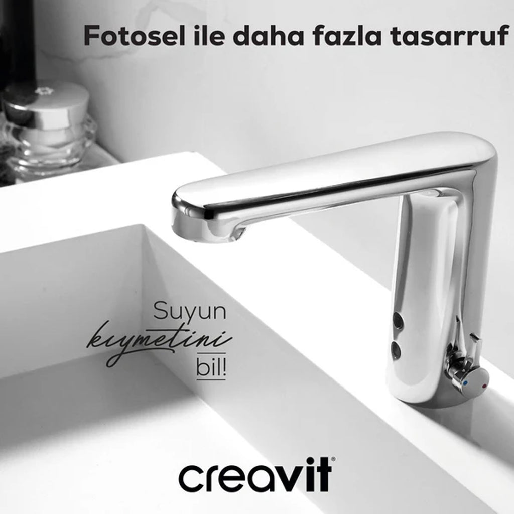 Creavit Fotoselli Lavabo Armatürü Çift Su Girişli Krom - ES2410