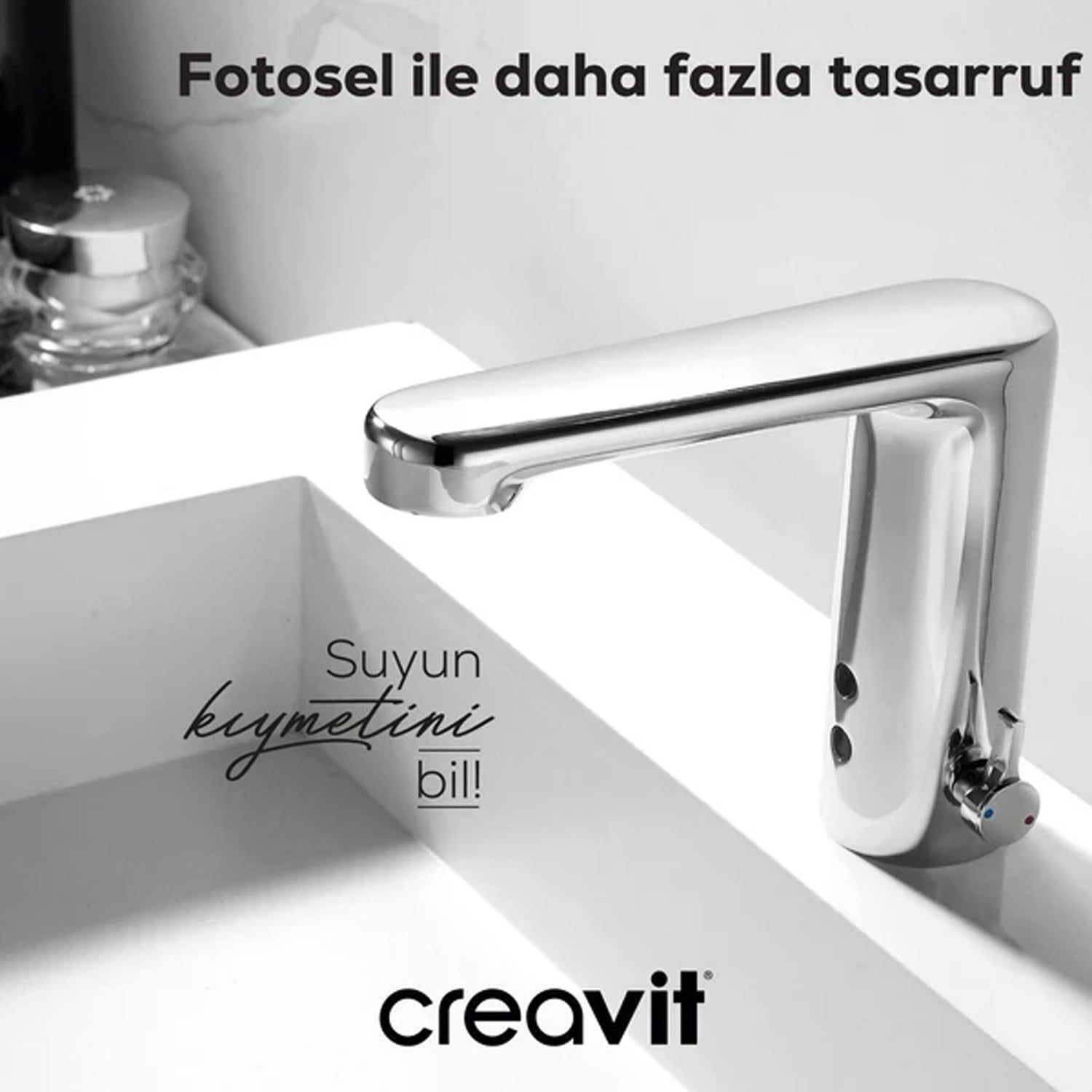 Creavit Fotoselli Lavabo Armatürü Çift Su Girişli Krom - ES2410