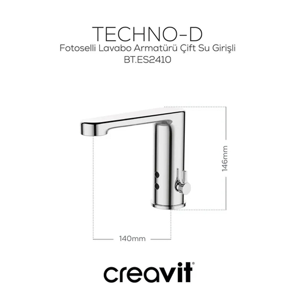 Creavit Fotoselli Lavabo Armatürü Çift Su Girişli Krom - ES2410