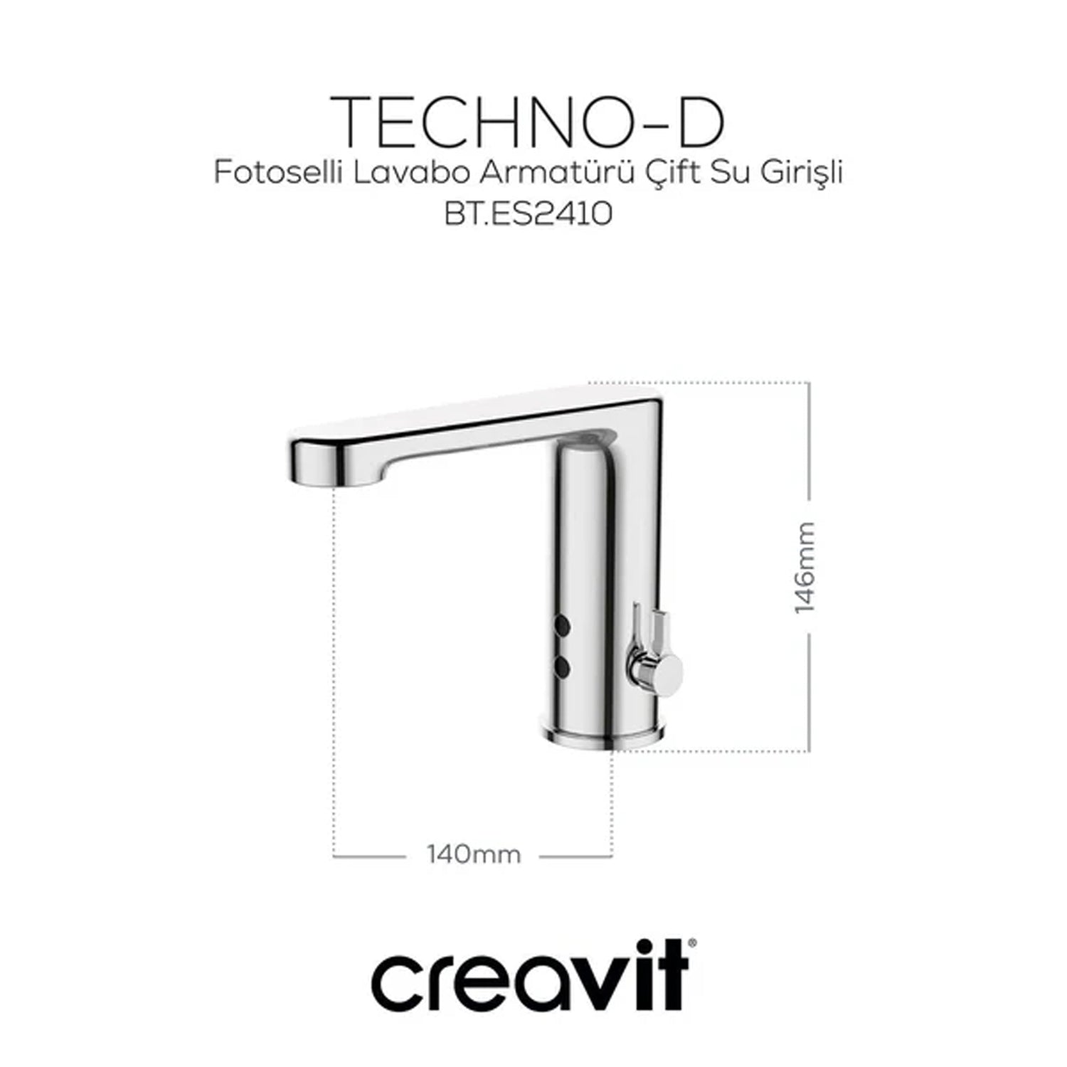 Creavit Fotoselli Lavabo Armatürü Çift Su Girişli Krom - ES2410