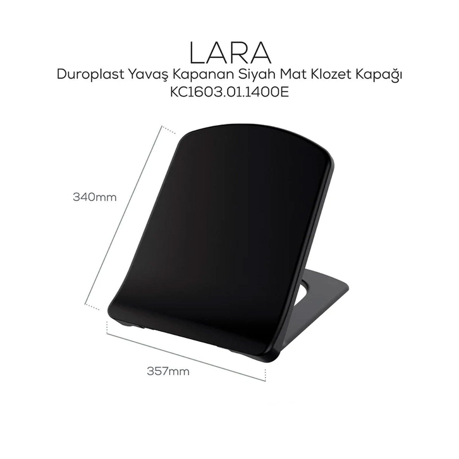 Creavit Lara Duroplast Yavaş Kapanan Klozet Kapağı Mat Siyah - KC1603.01.1400E