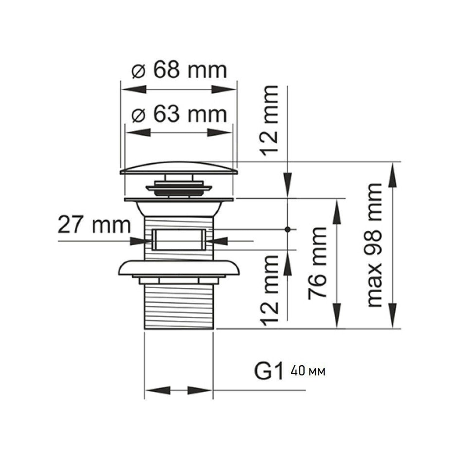 Creavit Lavabo Sifon Başlığı Pop-up (Taşmalı) - SF031