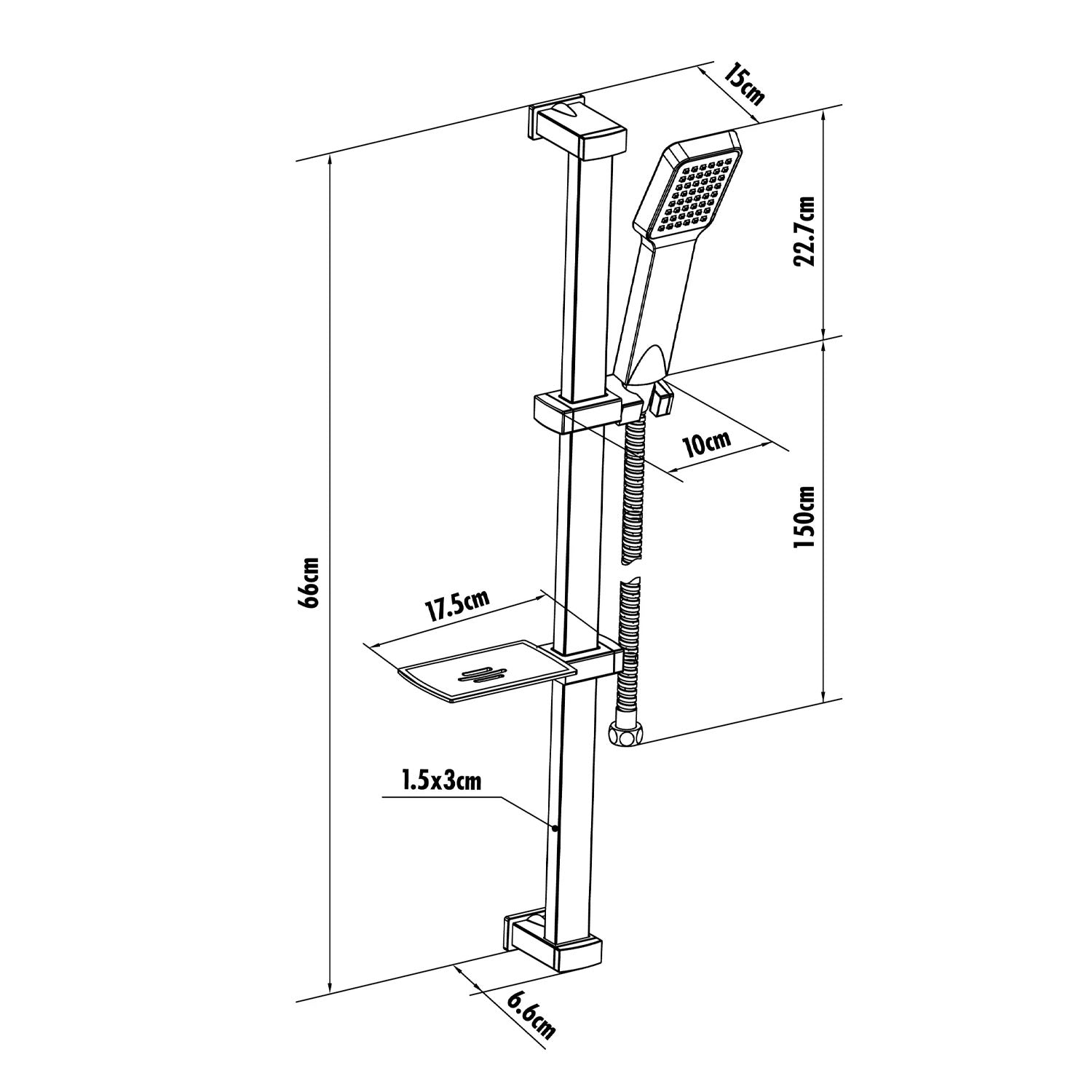 Creavit Sürgülü El Duş Seti 1 Fonsiyonlu Kare - SH453